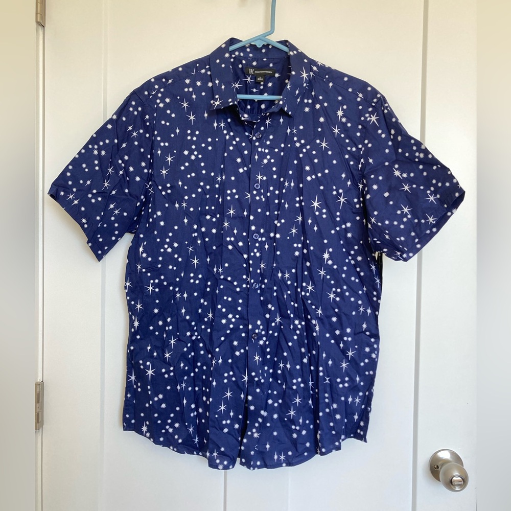 INC, International Concepts navy blue men’s button down shirt, Size L.